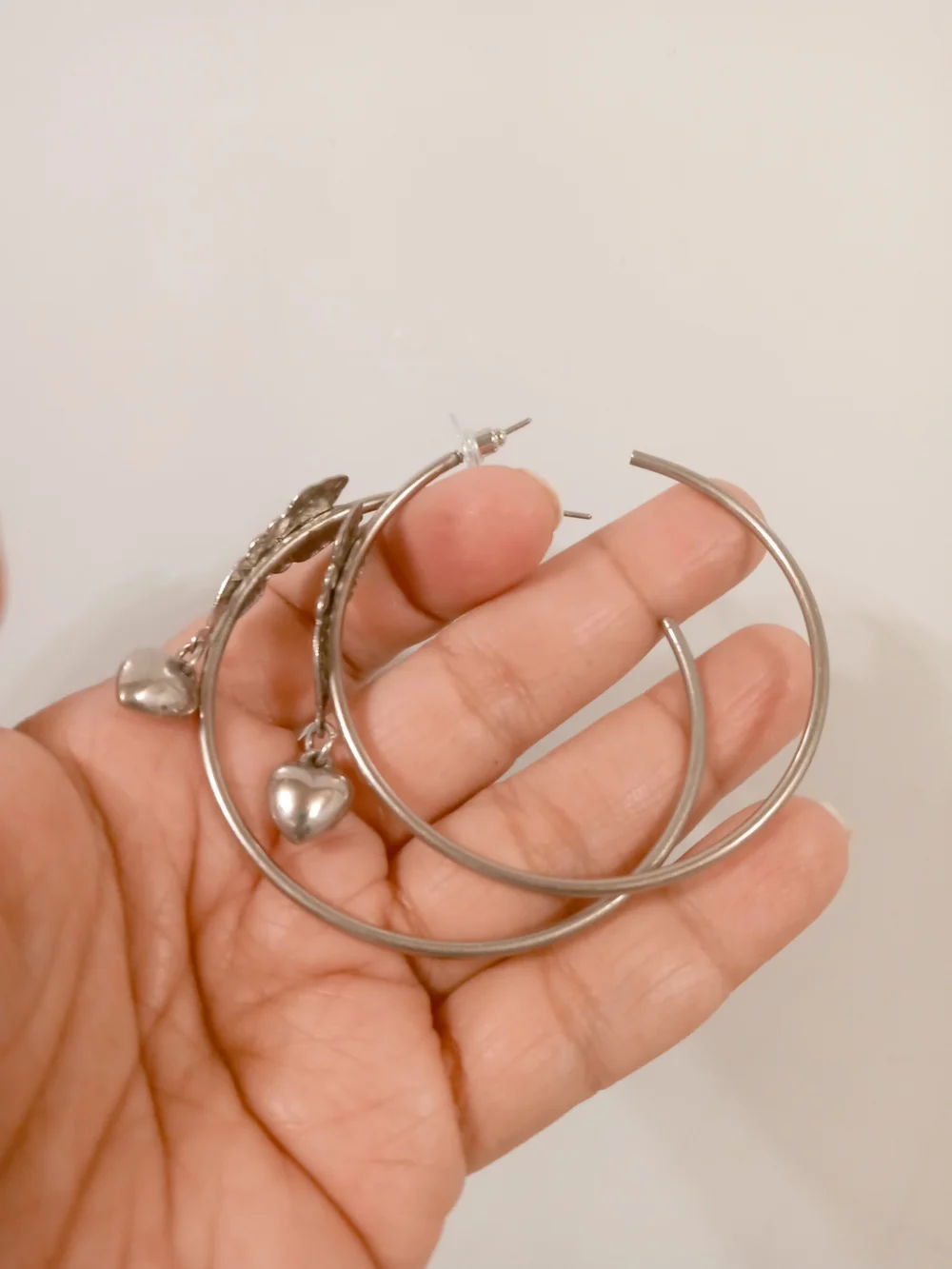 Vintage Floral Leaf Hoop Earrings with Dangle Accents